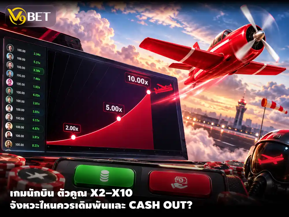เกมนักบิน V9Bet ตัวคูณ X2 X5 X10 คืออะไร และตอนไหนควรหยุดเดิมพัน