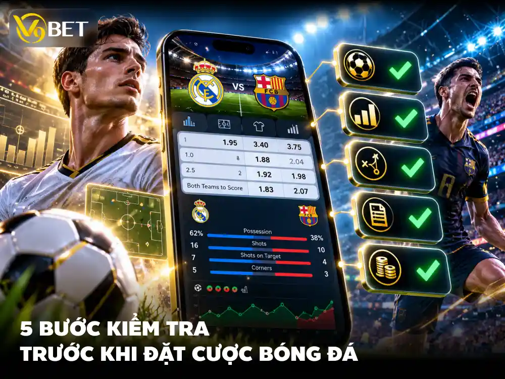 5 bước kiểm tra trước khi xuống tiền cược bóng đá V9Bet