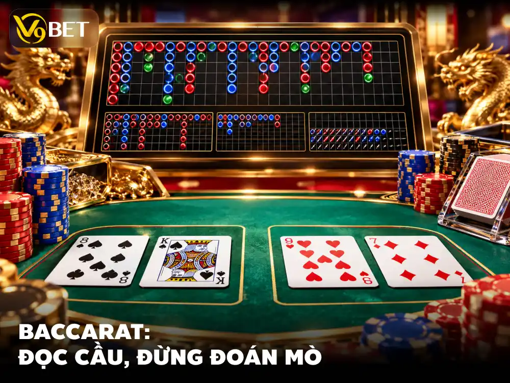 Cách đọc bảng vị Baccarat V9Bet: Hiểu cầu bệt, cầu nhảy