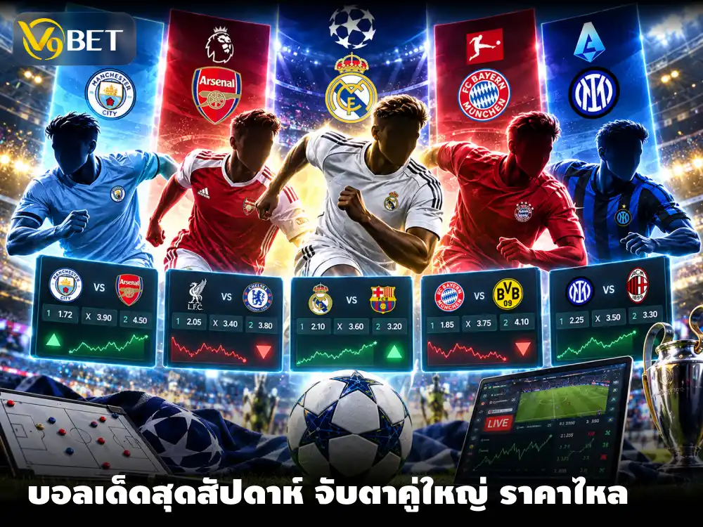 เดิมพันฟุตบอลสุดสัปดาห์ เจาะคู่เด่นและอ่านราคาบอลสดบน V9Bet